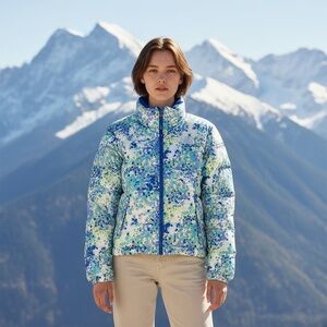 EUC - The North Face Mossbud Electric Blue Reversible Floral Jacket - size 18